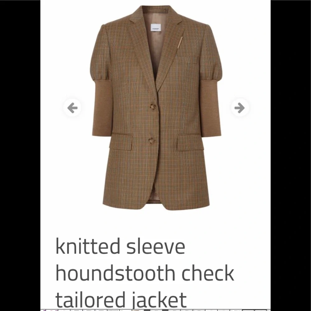 Burberry knitted sleeve houndstooth tailored wool jacket - Picture 1 of 14